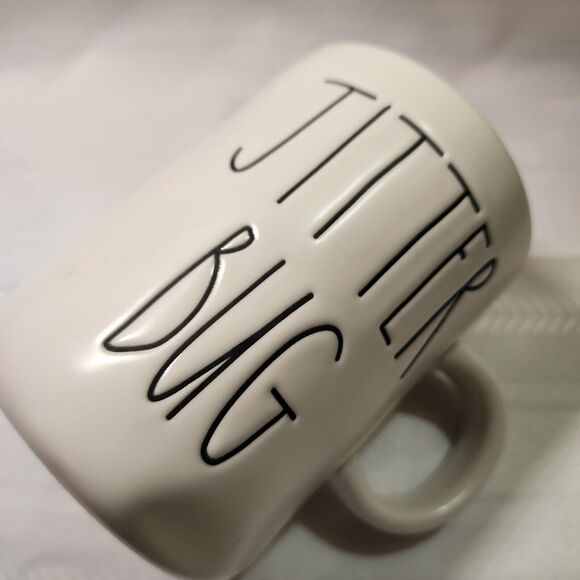 Rae Dunn by Magenta Mug JITTER BUG Coffee Tea Farmhouse Decor Dimple White Cup - Picture 11 of 16